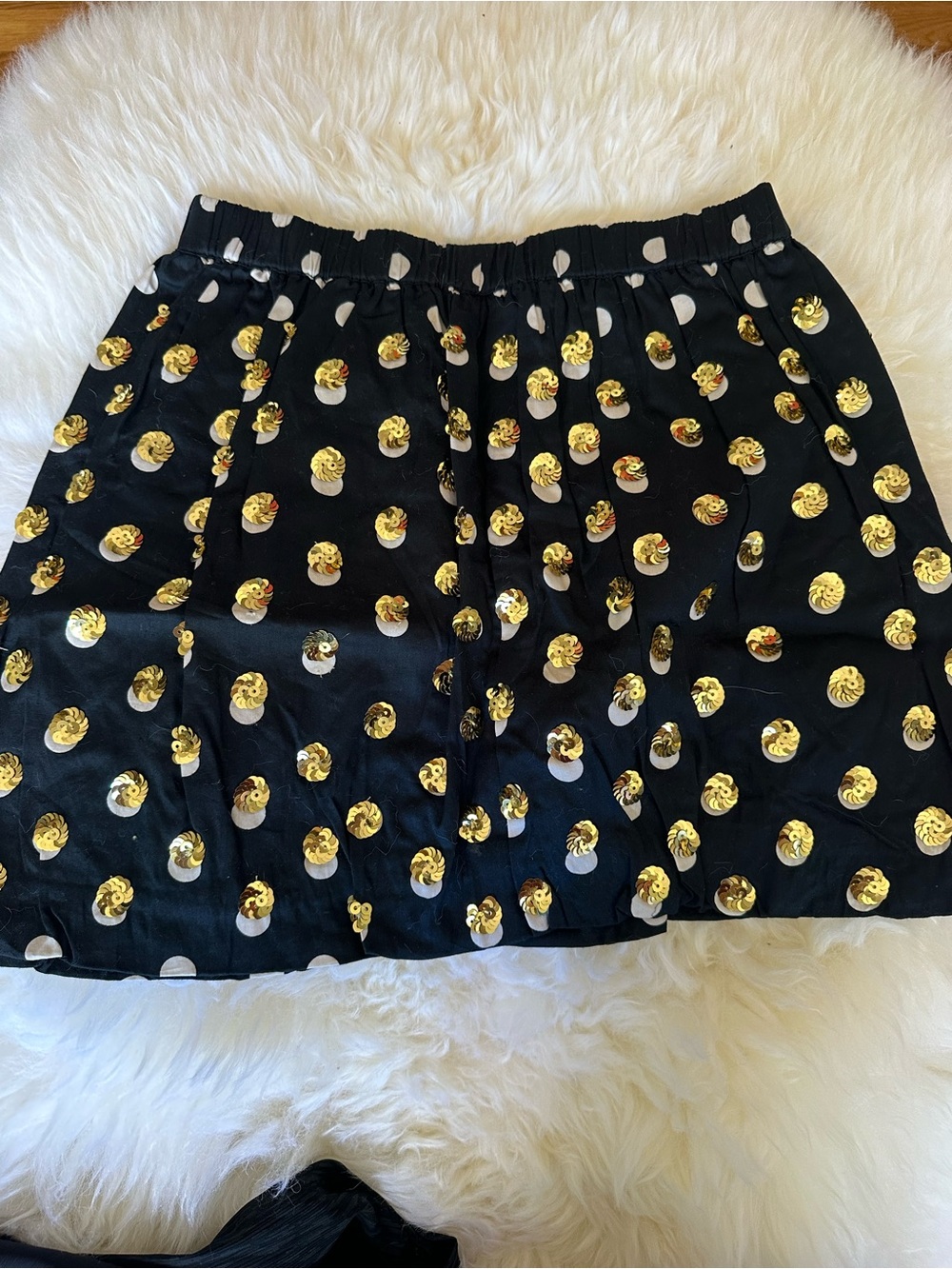 NWT Crewcuts Black Mini Skirt with Gold Sequin Polka Dots
